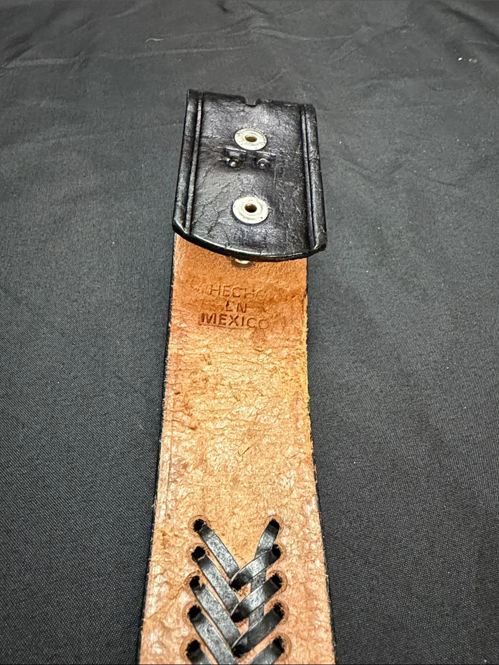 Vintage Black Braided Leather Men’s Belt 36